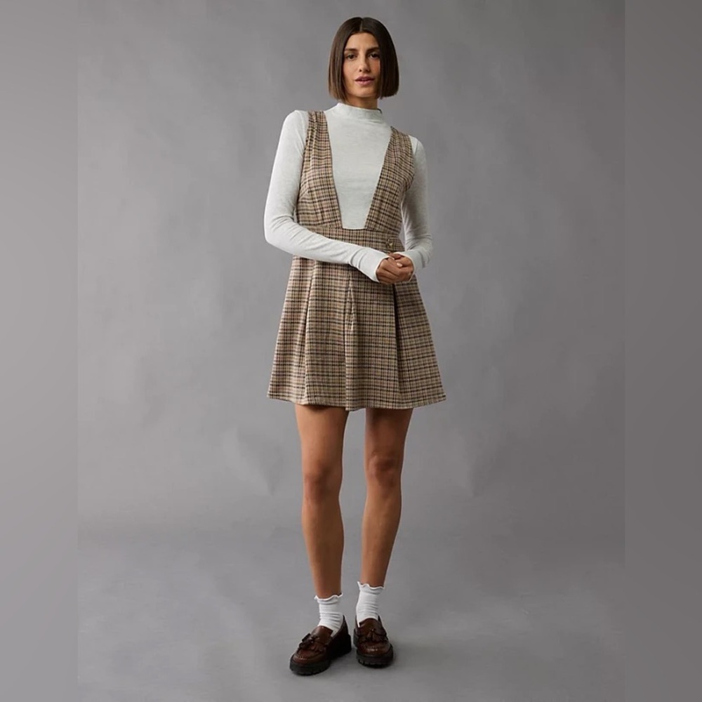 American Eagle Plaid Pinafore Dress - Picture 5 of 7